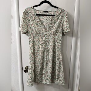 Cotton On Sky Blue Pink Floral Midi Dress, Babydoll Summer Dress, size M